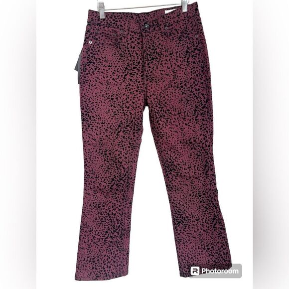 Rag & Bone velvet burgundy cheetah print pants   Hana size 27 new rocker edgy - Picture 1 of 13